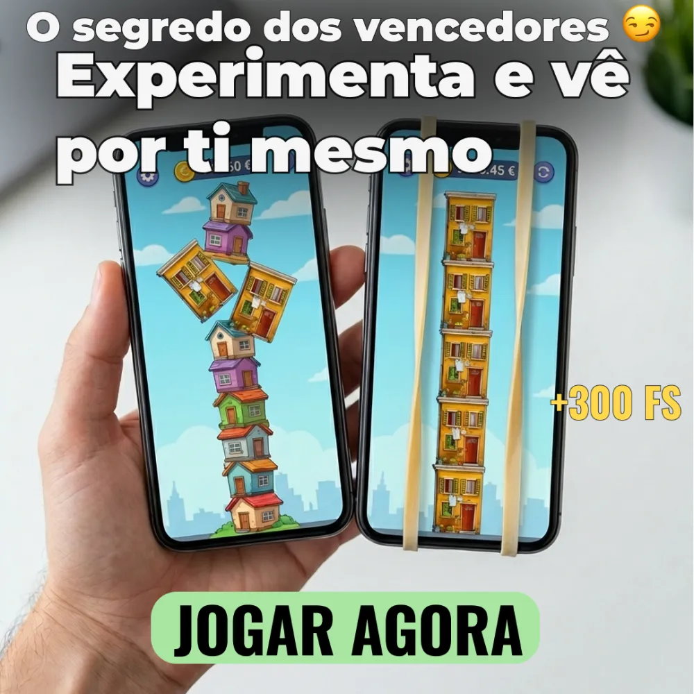 Tower Rush num telemóvel: a torre de casas a subir, andar a andar.